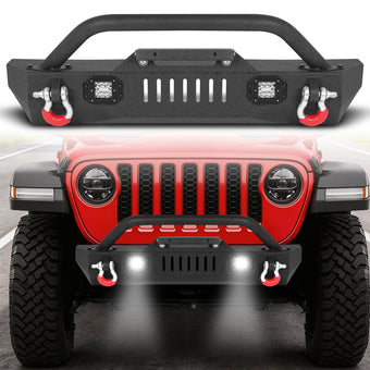 compare product Jeep Wrangler JK/JL 07-26 & Gladiator JT Front Bumper|Direct Bolt-On, No Drill, Overland & Off-Road Defense, Dual D-rings