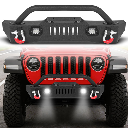 Jeep Wrangler JK/JL 07-26 & Gladiator JT Front Bumper|Direct Bolt-On, No Drill, Overland & Off-Road Defense, Dual D-rings