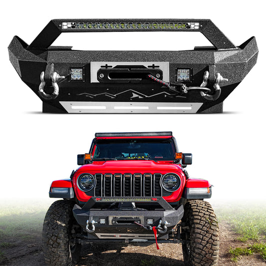 Jeep JL 18-26 & Gladiator JT Front Bumper |Direct Bolt-On, No Drill, Off-Road Adventure Armor, Stainless Steel Skid Plate