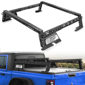 compare product 14'' ~ 17'' Low Profile Truck Bed Racks with USA Flag Design & 2 Crossbars for Chevy / GMC  Silverado /  Colorado / Sierra / Canyon