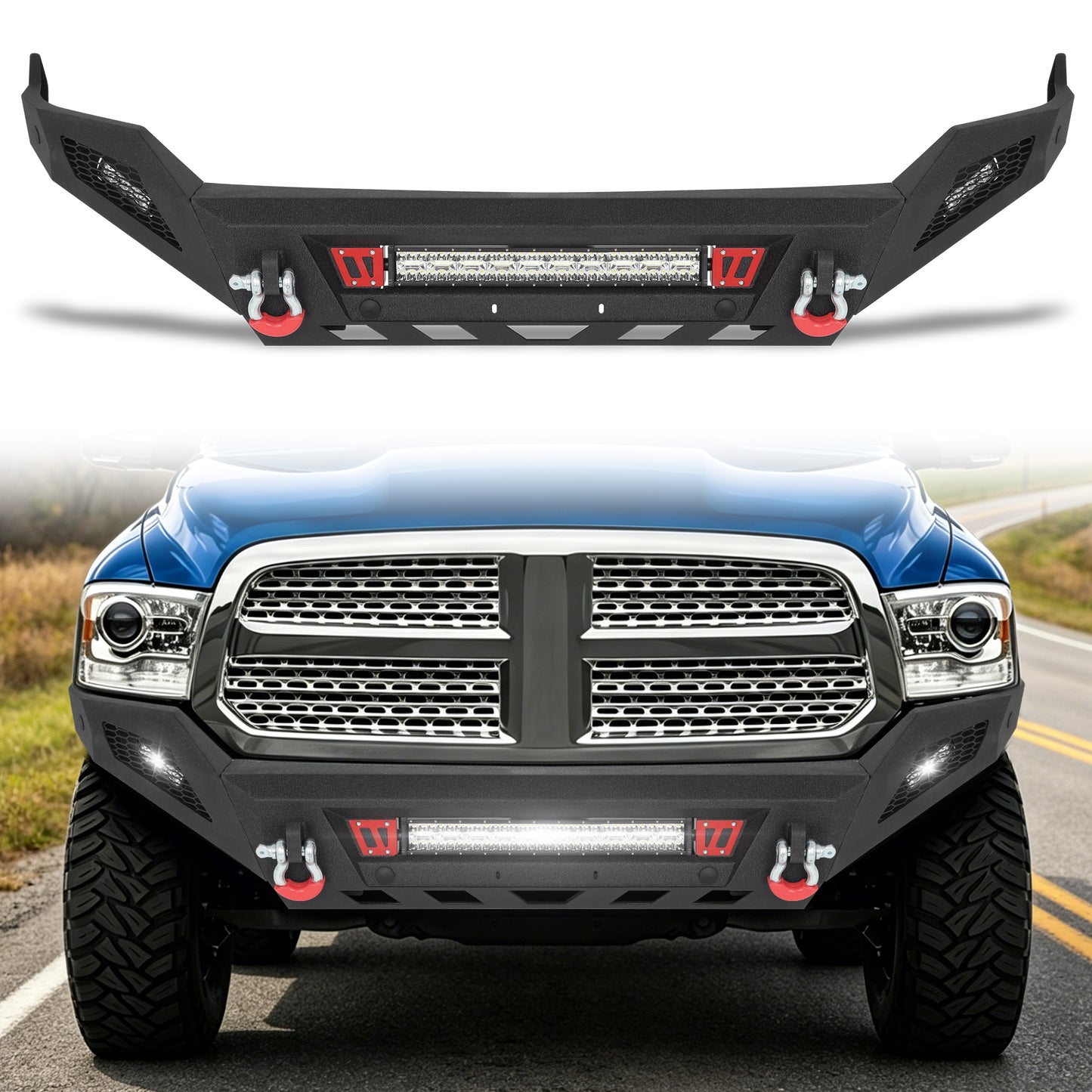 Ram 1500 13-18 & 19-23 Classic (Excl. Rebel) Front Bumper|Bolt-On, No Drilling, Full Width Off-Road & Work Truck, Winch Ready Plate & License Bracket