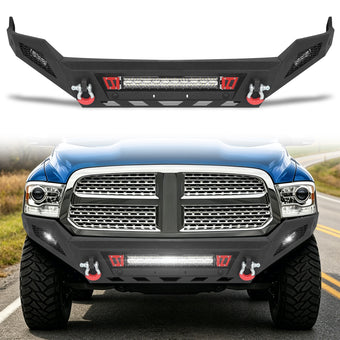 compare product Ram 1500 13-18 & 19-23 Classic (Excl. Rebel) Front Bumper|Bolt-On, No Drilling, Full Width Off-Road & Work Truck, Winch Ready Plate & License Bracket