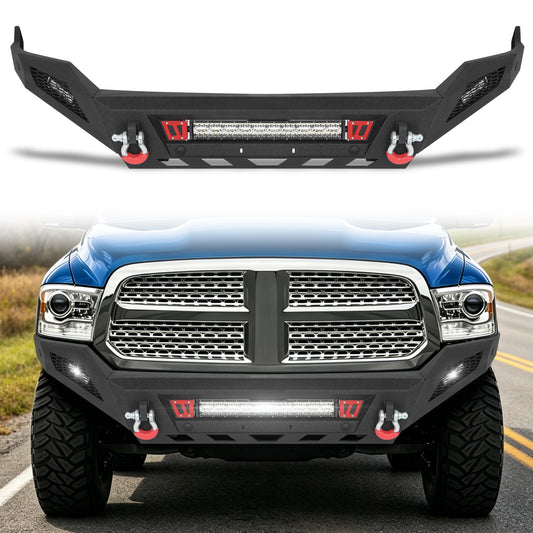 Ram 1500 13-18 & 19-23 Classic (Excl. Rebel) Front Bumper|Bolt-On, No Drilling, Full Width Off-Road & Work Truck, Winch Ready Plate & License Bracket