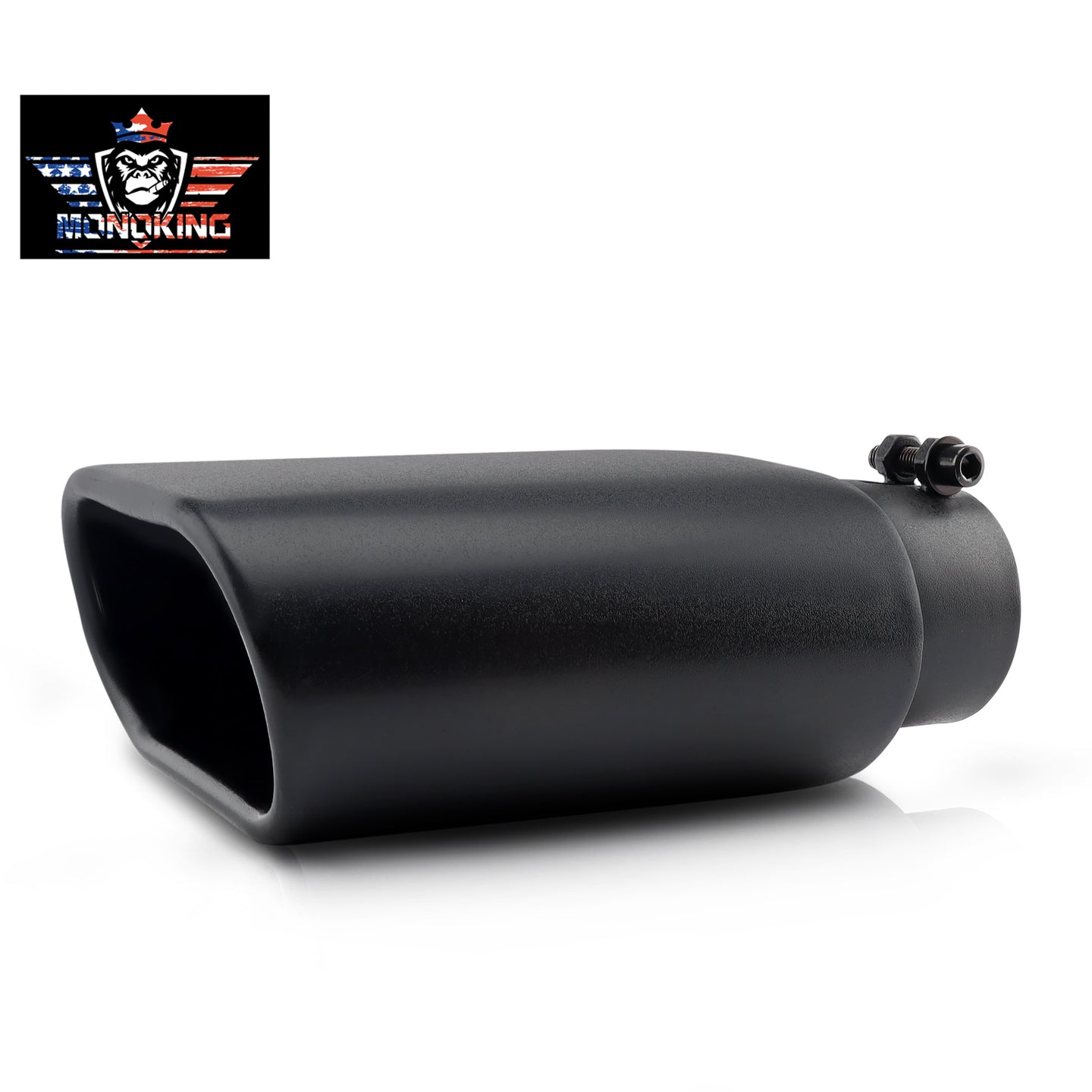Front-facing view of a universal clamp-on exhaust tip, 3-inch outlet, perfect for a secure and stylish fit.