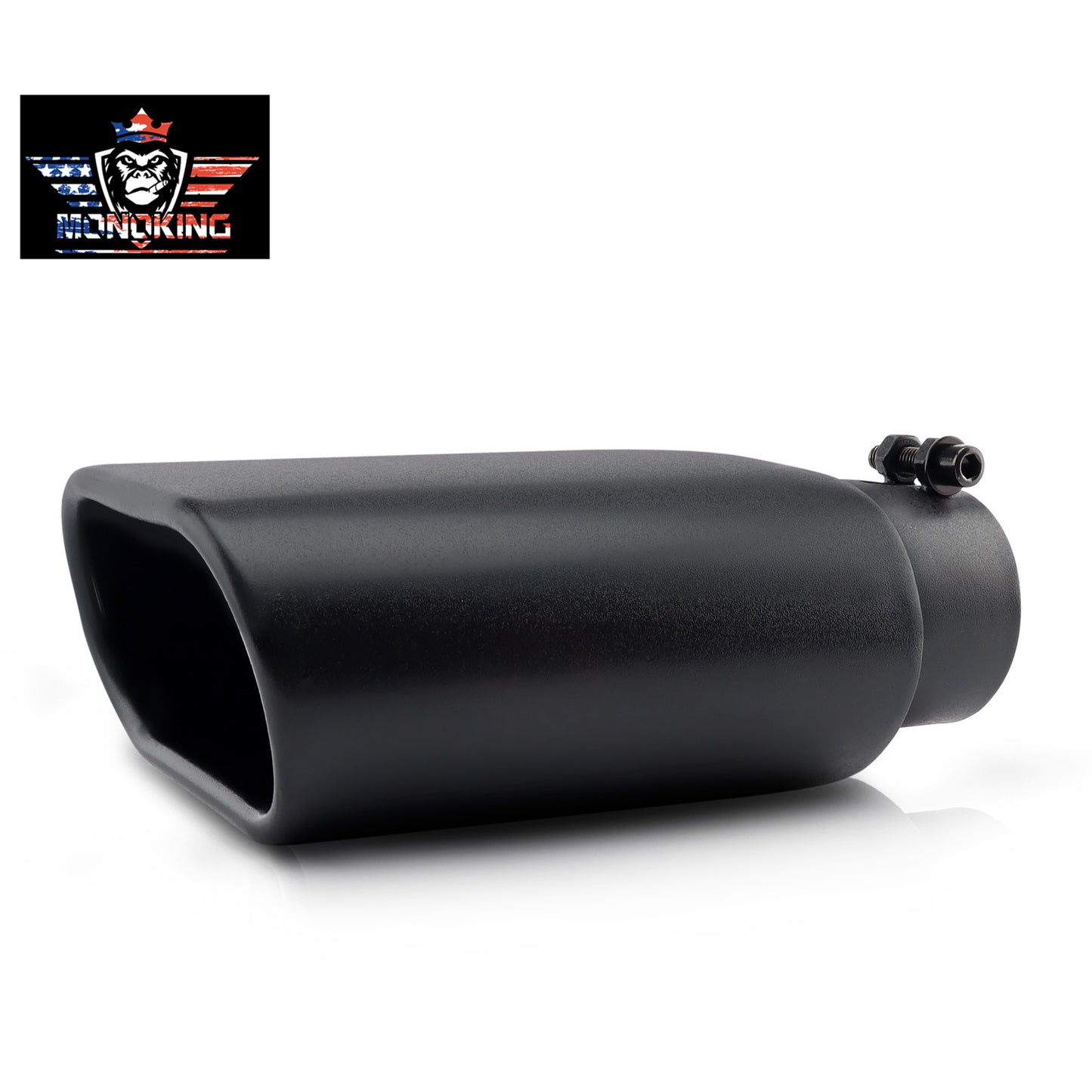 Front-facing view of a universal clamp-on exhaust tip, 3-inch outlet, perfect for a secure and stylish fit.