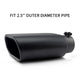 Durable 2.5x5.5x3 black stainless steel exhaust tip for trucks and SUVs.