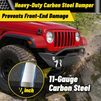 Jeep Wrangler TJ/YJ 87-06 Front Bumper|Direct Bolt-On, No Drill, Off-Road Adventure Armor, Light Bar & D-Rings