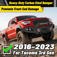 Toyota Tacoma 3rd Gen 2016-2023 Front Bumper|Direct Bolt-On, No Drill,Trail Protection, Winch Ready Plate & LED Pods
