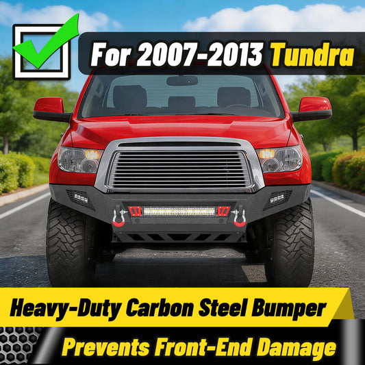 Toyota Tundra 07-13 Front Bumper|Bolt-On, No Drilling, Carbon Steel Work & Off-Road Protection, Winch Ready Plate & D-Rings