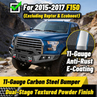 Ford F-150 15-17 (Excl. Raptor & EcoBoost) Front Bumper|Direct Bolt-On, No Drill, Off-Road Armor, LED Light Bar & Winch Plate