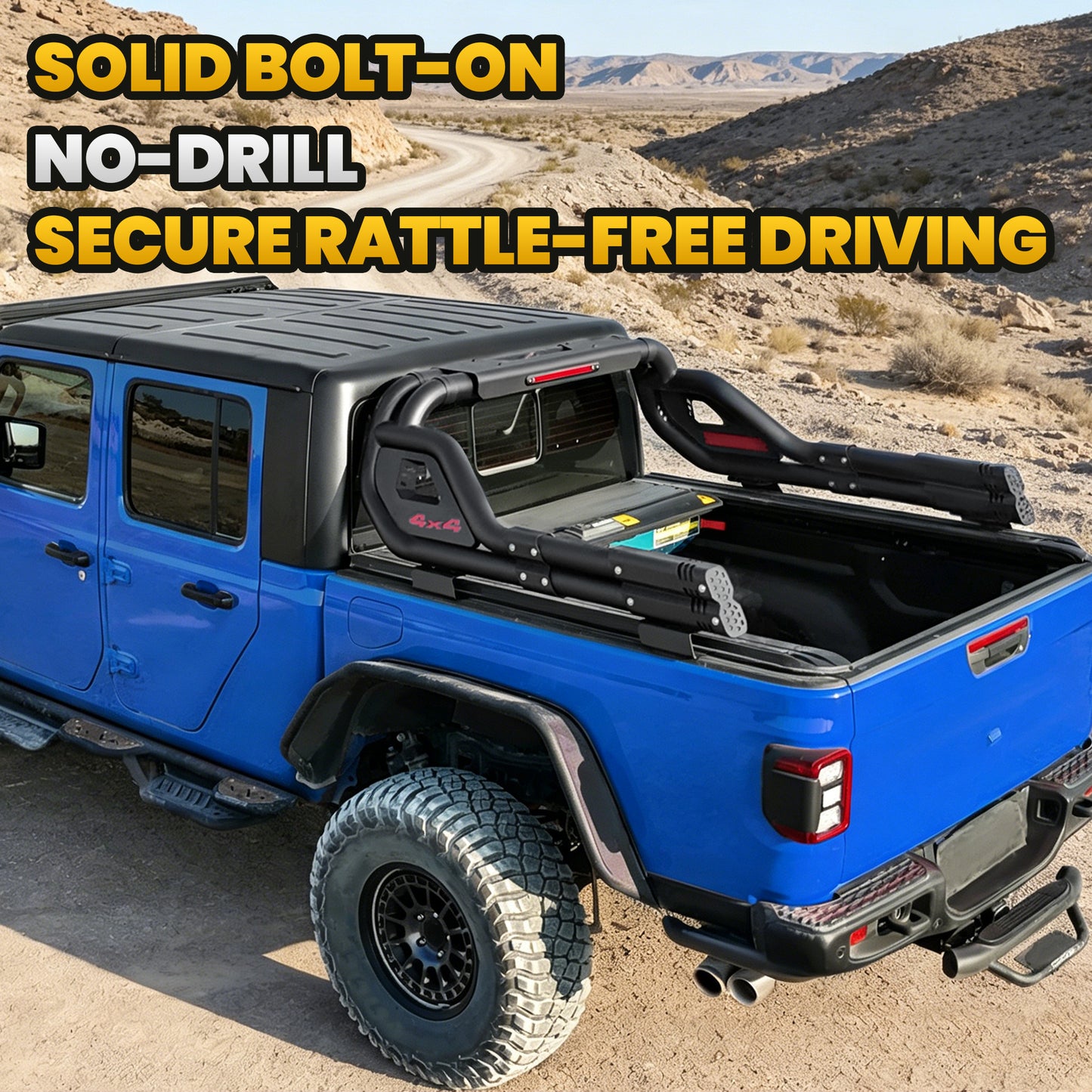 Adjustable Double Tube Roll Bar for Universal Pickup Truck with Brake Light