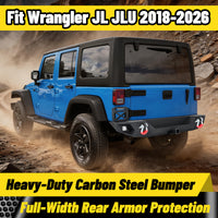 Jeep Wrangler JL/JLU 18-26 Rear Bumper|Direct Bolt-On, No Drill, Off-Road Adventure Armor, LED Pods & D-Rings