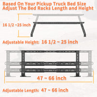 16"~25" Mid Height Truck Bed Rack with Sidebars for —— Jeep Gladiator JT