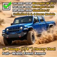 Jeep Wrangler JK JL 07-26 & Gladiator JT 20-26 Front Bumper| Bolt-On, No Drilling, Dual D-Rings