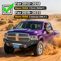 Ram 1500 13-18 & 19-23 Classic (Excl. Rebel) Front Bumper|Bolt-On, No Drilling, Full Width Off-Road & Work Truck, Winch Ready Plate & License Bracket