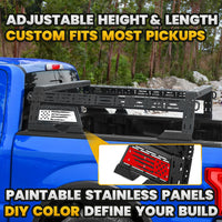 14'' ~ 17'' Low Profile Truck Bed Racks with USA Flag Design & 2 Crossbars for Chevy / GMC  Silverado /  Colorado / Sierra / Canyon