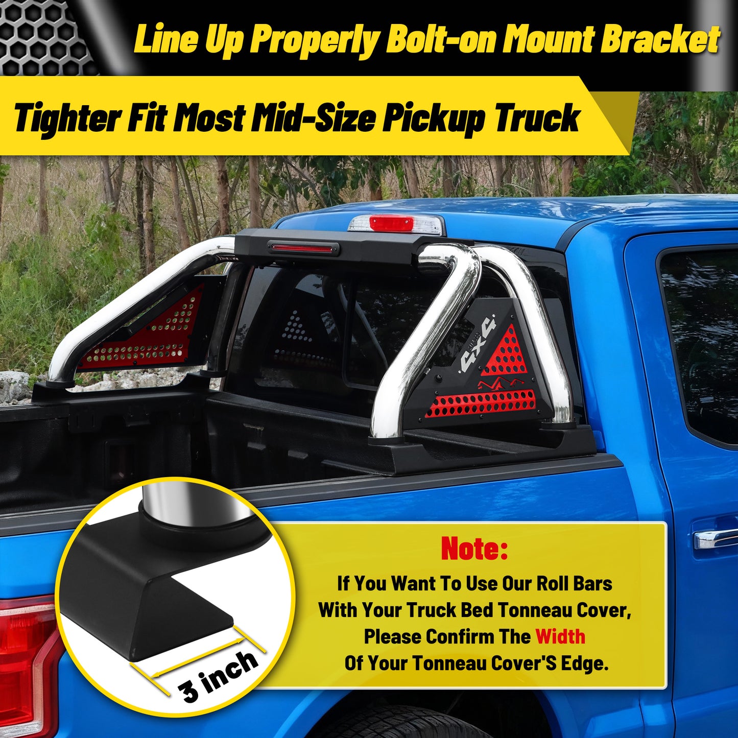 Universal Truck Bed Roll Bar Stainless Steel