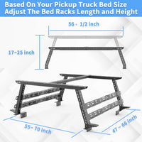 16"~25" Mid Height Truck Bed Rack with Sidebars For ——  Ford F150/250/350 / Ratpor / Lightning / Maverick / Ranger