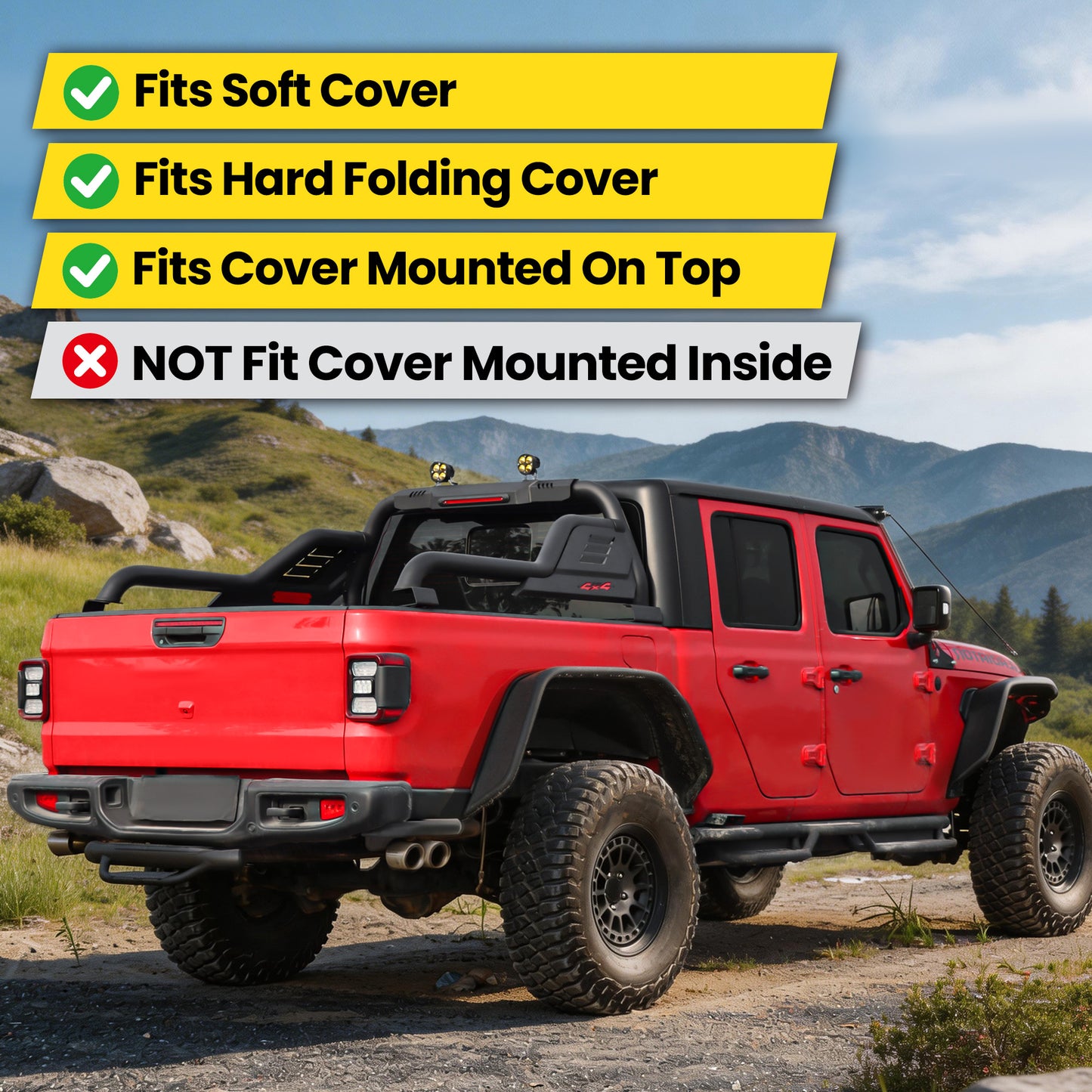 Heavy Duty Roll Bar for Mid Size Pickup Truck with Dual Pod Lights