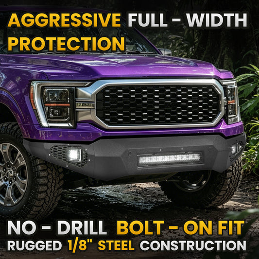 Ford 2021-2023 Fornt Bumper | Direct Bolt-On, No Drill, Heavy-Duty Protection, Built-in Winch Mounting Plate