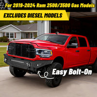 Dodge Ram 2500 19-24 Front Bumper|Direct Bolt-On, No Drill, Work Truck & Off-Road Protection, LED Light Bar & Fog Lights