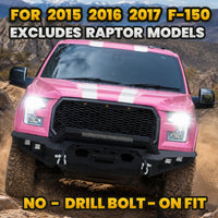 FORD 15-17 Front Bumper | Direct Bolt-On, No Drill, Aggressive Full Protection, Dual D-Rings