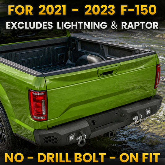 Ford 2021-2023 Rear Bumper | Direct Bolt-On, No Drill, Heavy-Duty Protection,LED Pods＆Dual D-rings