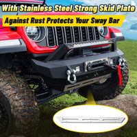 Jeep JL 18-26 & Gladiator JT Front Bumper |Direct Bolt-On, No Drill, Off-Road Adventure Armor, Stainless Steel Skid Plate