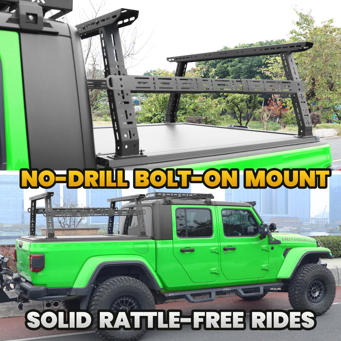 16"~25" High Truck Bed Rack with Molle Crossbars