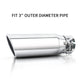 Silver exhaust tip with 3" inlet and 4" outlet, 12" overall length. Fits most trucks, cars, and SUVs.