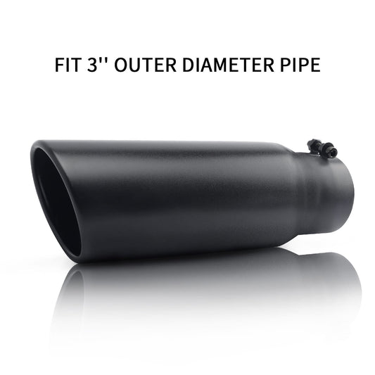 Black exhaust tip 3" inlet 4" outlet 12" dimensions for cars and trucks