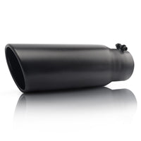 Black exhaust tip 3" inlet 4" outlet 12" front view for cars and trucks