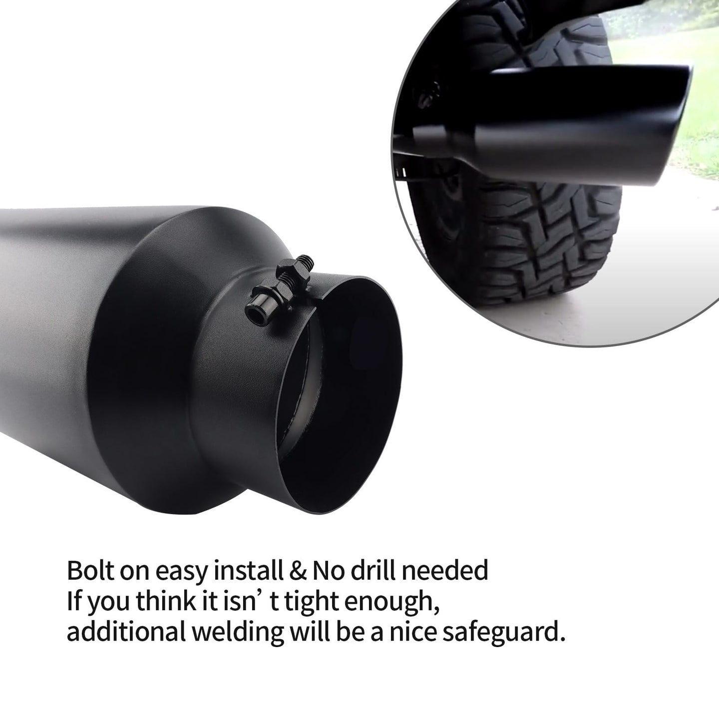 Black exhaust tip 3" inlet 4" outlet 12" fit with 3-inch tailpipes for cars and trucks