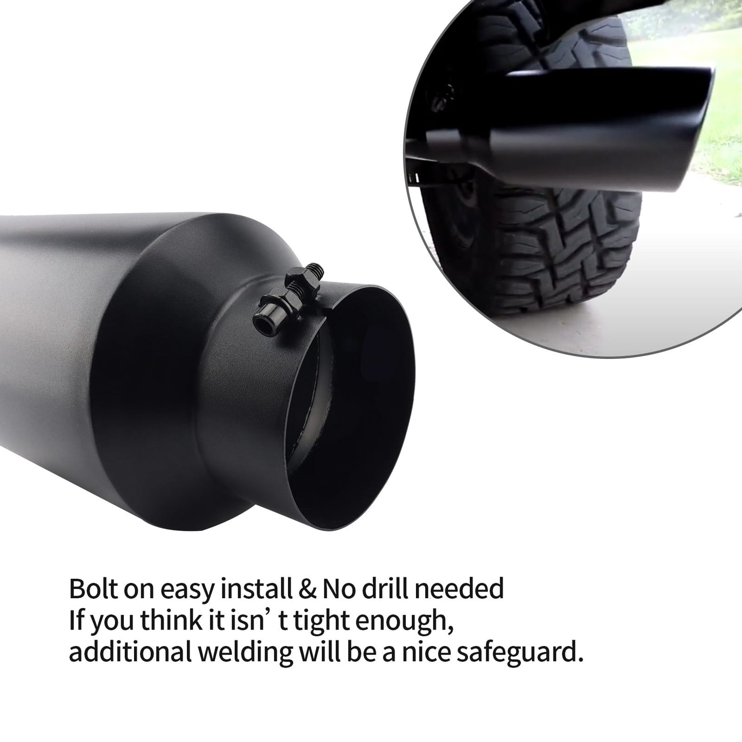 Black exhaust tip 3" inlet 4" outlet 12" fit with 3-inch tailpipes for cars and trucks