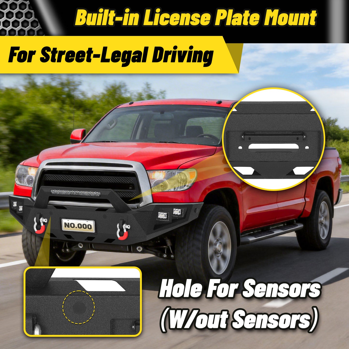 Toyota Tundra 07-13 Front Bumper|Direct Bolt-On, No Drill, Trail-Ready Protection, LED Lights & D-Rings