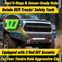 Toyota Tundra 14-21 Front Bumper|Bolt-On, No Drilling, Off-Road Protection, D-Rings & LED Lights