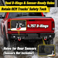 Ram 1500 Rebel 15-18 Rear Bumper| Bolt-On, No Drilling,Steel Off-Road Armor, LED Lights & D-Rings