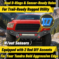 Toyota Tundra 07-13 Front Bumper|Bolt-On, No Drilling, Carbon Steel Work & Off-Road Protection, Winch Ready Plate & D-Rings