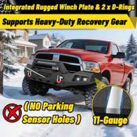 Ram 1500 13-18 & 19-23 Classic Front Bumper|Direct Bolt-On, No Drill, Full Width Trail Defense, Winch Plate & Recovery D-Rings