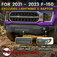 Ford 2021-2023 Fornt Bumper | Direct Bolt-On, No Drill, Heavy-Duty Protection, Built-in Winch Mounting Plate