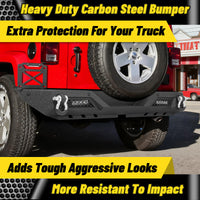 Jeep Wrangler JK/JKU 07-18 Rear Bumper|Direct Bolt-On, No Drill, Off-Road Adventure Armor, LED Pods & D-Rings