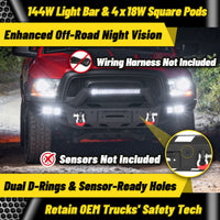 Ram 1500 Rebel 15-18 Front Bumper|Bolt-On, No Drilling, Off-Road Armor, LED Light Bar & D-Rings