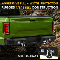 Ford 2021-2023 Rear Bumper | Direct Bolt-On, No Drill, Heavy-Duty Protection,LED Pods＆Dual D-rings