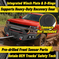 Chevy Suburban 92-99 / Yukon 92-99 / Tahoe 95-99 Front Bumper|Bolt-On, No Drilling, Off-Road Protection, LED Lights & D-Rings