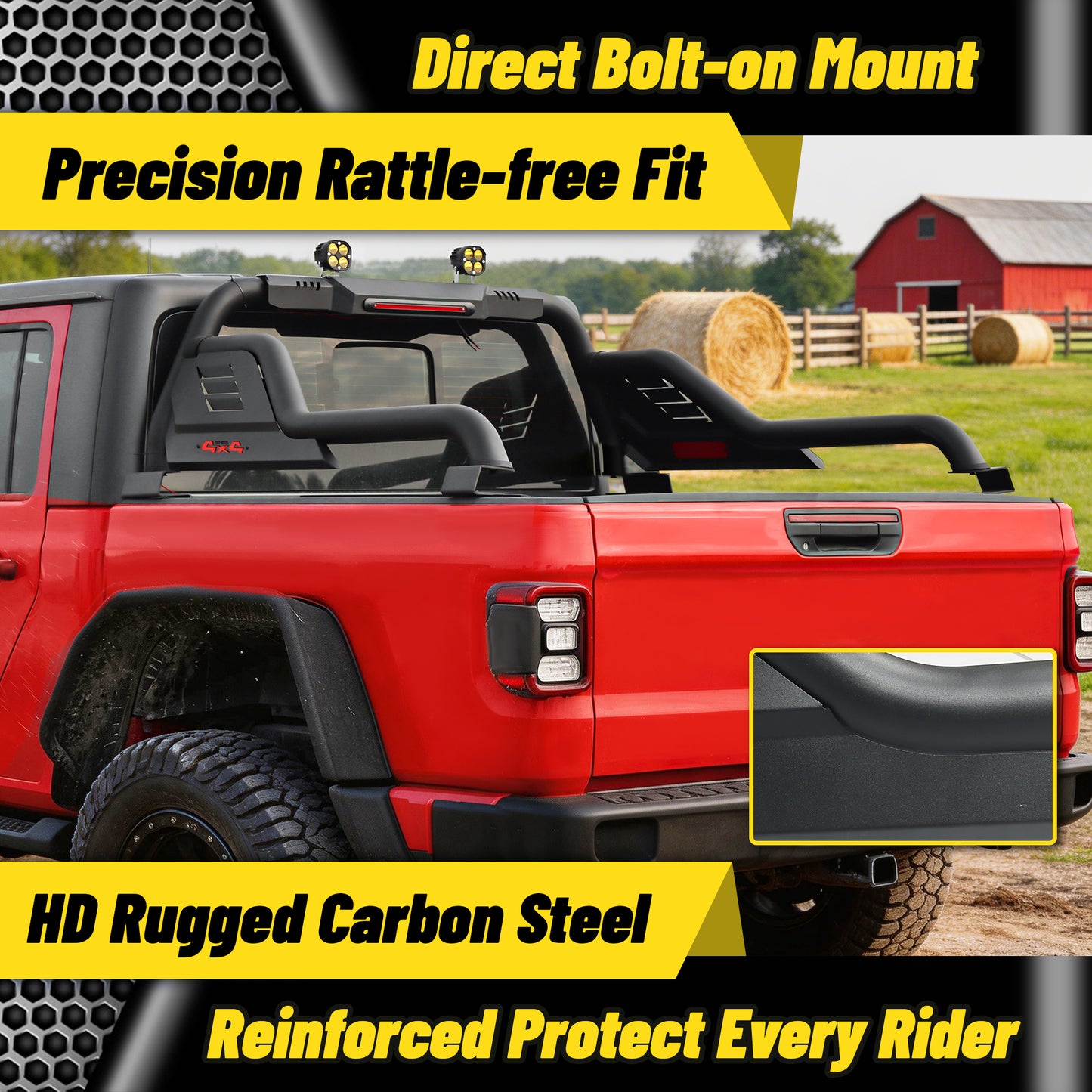 Heavy Duty Roll Bar for Mid Size Pickup Truck with Dual Pod Lights