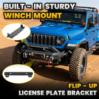 Jeep JL 18-26 & Gladiator JT Front Bumper |Direct Bolt-On, No Drill, Off-Road Adventure Armor, Stainless Steel Skid Plate