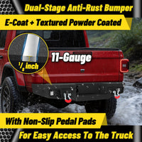Jeep Gladiator JT 20-26 Rear Bumper| Bolt-On, No Drilling,Off-Road Armor, LED Lights & D-Rings
