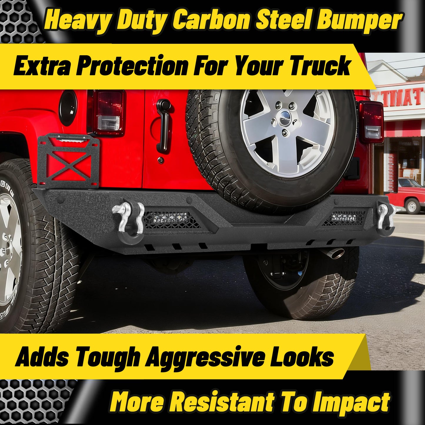 Jeep Wrangler JL/JLU Unlimited 18-26 Rear Bumper|Direct Bolt-On, No Drill, Off-Road Adventure Armor, Skid Plate Protection & D-Rings