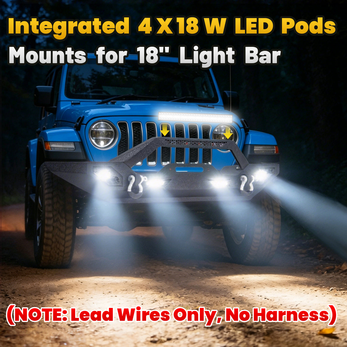 Jeep Wrangler JK/JL 07-26 & Gladiator JT Front Bumper|Direct Bolt-On, No Drill, Off-Road Adventure Armor, Light Bar & D-Rings