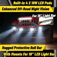 Jeep Wrangler JK/JL 07-26 & Gladiator JT Front Bumper|Direct Bolt-On, No Drill, Off-Road Adventure Armor, Light Bar & D-Rings